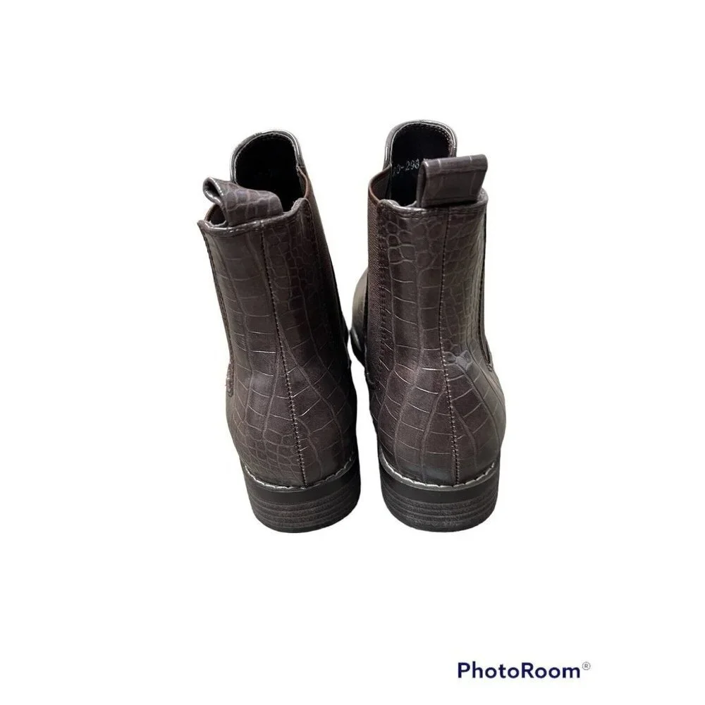 WESTCONNEX Faux Leather Ankle Boots Size EUR 38 US 8 Crocodile Pattern New (sk26